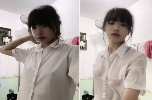 Nữ sinh tắm xong không ngại bạn trai nhìn